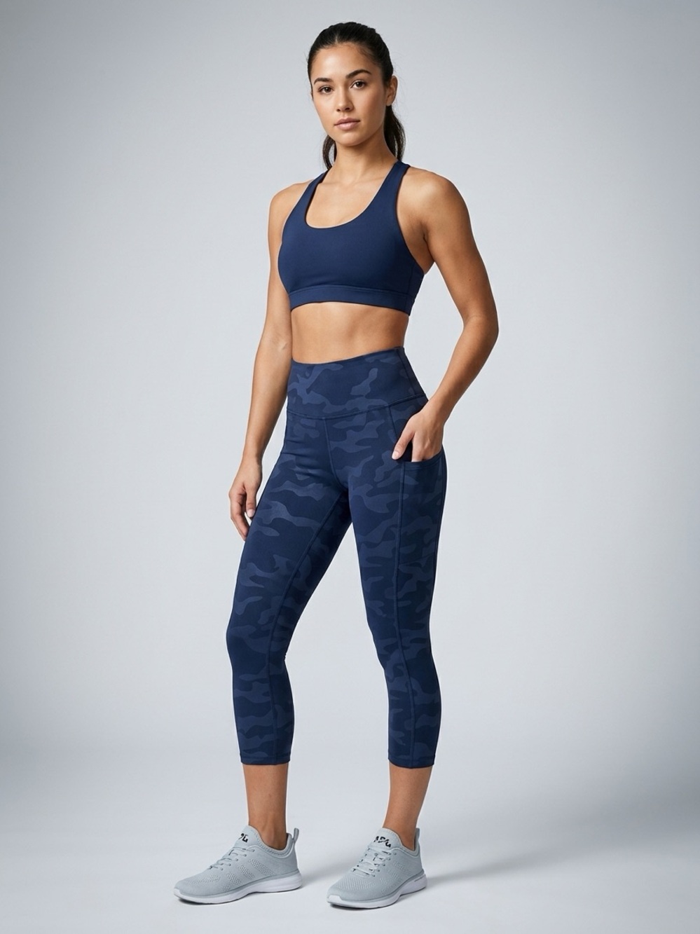 BSP Camo Leggings in Blue & Black Size Small Like New